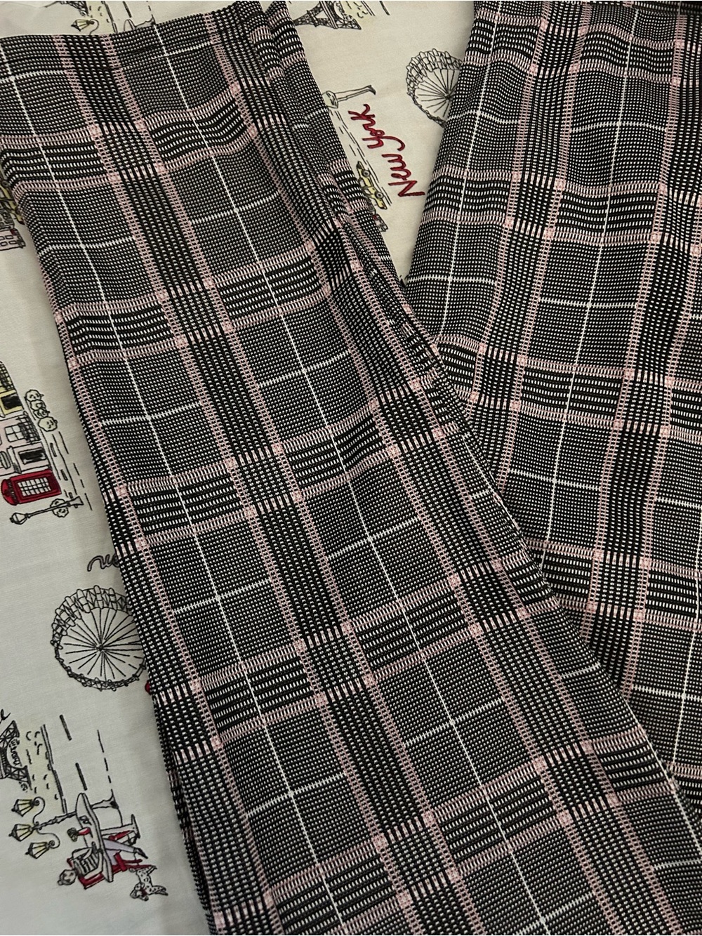Black & Pink Glen Plaid Pants